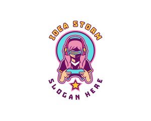 Virtual Woman Gamer logo design