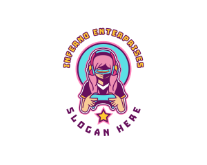 Virtual Woman Gamer logo design