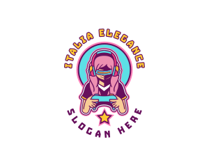 Virtual Woman Gamer logo design