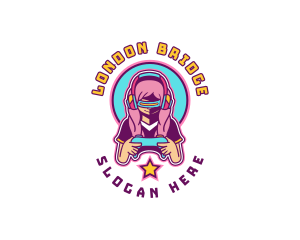 Virtual Woman Gamer logo design