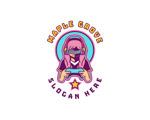 Virtual Woman Gamer logo design