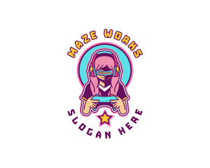 Virtual Woman Gamer logo design