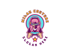 Virtual Woman Gamer logo design