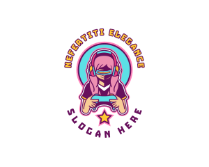 Virtual Woman Gamer logo design