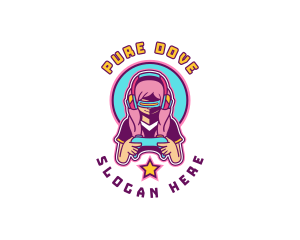 Virtual Woman Gamer logo design