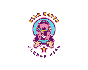 Virtual Woman Gamer logo design