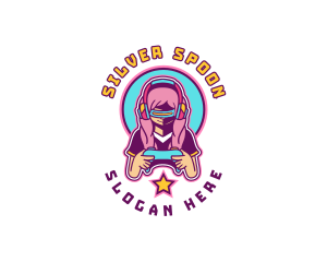 Virtual Woman Gamer logo design