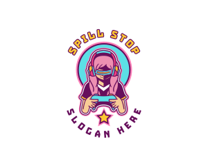 Virtual Woman Gamer logo design