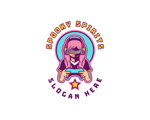 Virtual Woman Gamer logo design