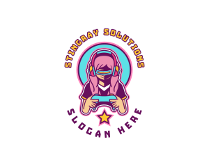 Virtual Woman Gamer logo design