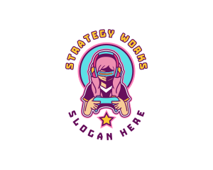 Virtual Woman Gamer logo design