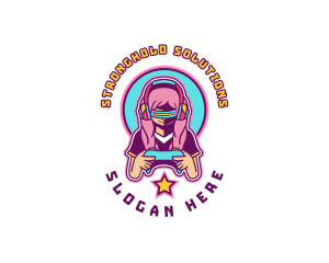 Virtual Woman Gamer logo design