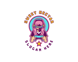 Virtual Woman Gamer logo design