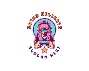 Virtual Woman Gamer logo design