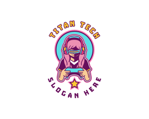 Virtual Woman Gamer logo design