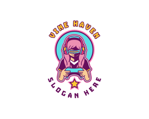 Virtual Woman Gamer logo design