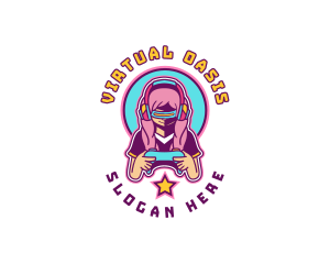 Virtual Woman Gamer logo design