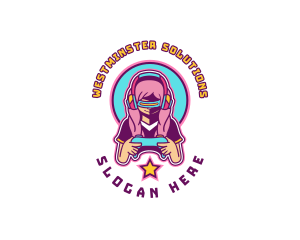 Virtual Woman Gamer logo design