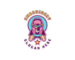 Virtual Woman Gamer logo design