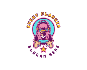 Virtual - Virtual Woman Gamer logo design