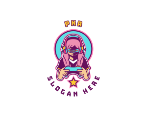 Virtual Woman Gamer logo design