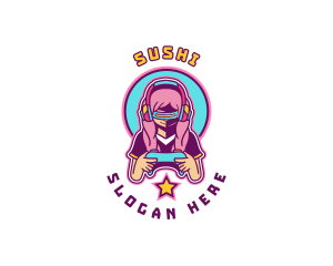 Virtual Woman Gamer logo design