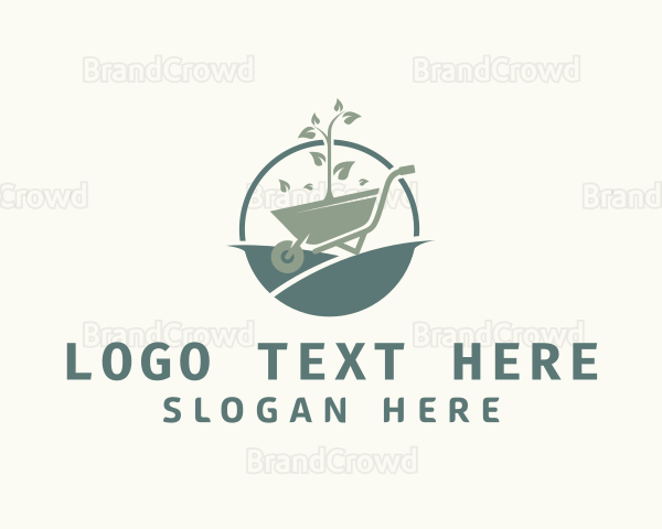 Wheelbarrow Garden Plant Logo