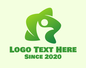 Negative Space - Green Star Human logo design