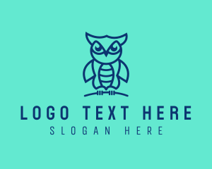 Blue - Cute Modern Owl logo design