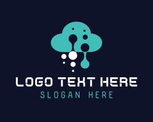 Techno - Digital Cloud Glitch logo design