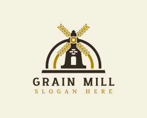 Flour Mill Windmill logo design