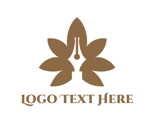 Cannabis Leaf - Brown Cannabis Pen logo design