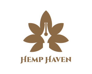 Brown Cannabis Pen logo design