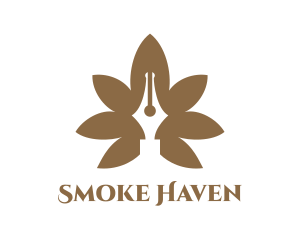 Brown Cannabis Pen logo design