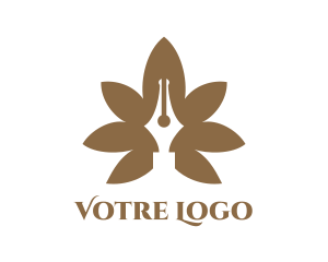 Leaf - Brown Cannabis Pen logo design