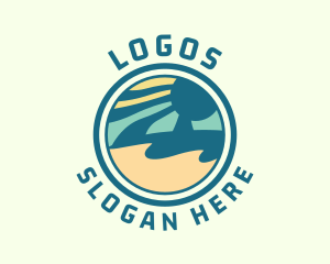 Seaside - Tropical Beachside Badge logo design