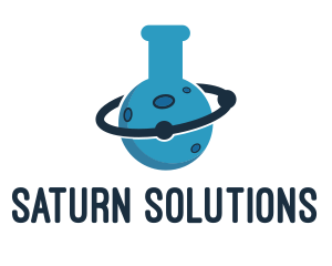 Saturn - Lab Flask Planet logo design