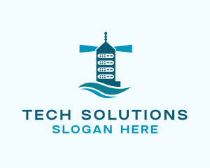 Data Server - Server Tower Tech logo design