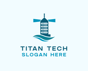 Server Tower Tech logo design