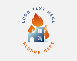 Air Conditioning - Cooling Flame House logo design