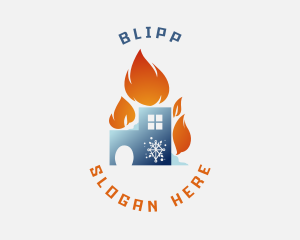 Refrigeration - Cooling Flame House logo design