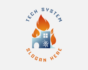 Fire - Cooling Flame House logo design