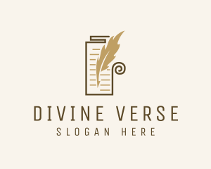 Writing Scripture Quill logo design