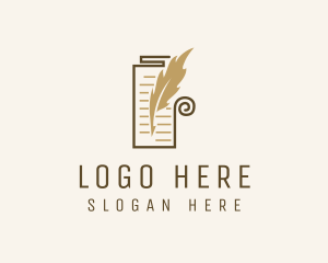 Writer - Writing Scripture Quill logo design