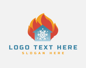 Temperature - Fire Snowflake House logo design