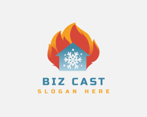 Hot - Fire Snowflake House logo design