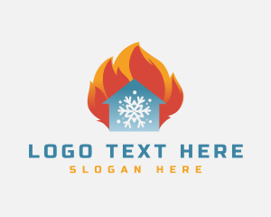 Thermal - Fire Snowflake House logo design