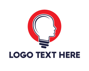 Mind - Red Head Bulb logo design