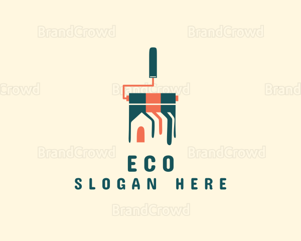 House Paint Roller Renovation Logo