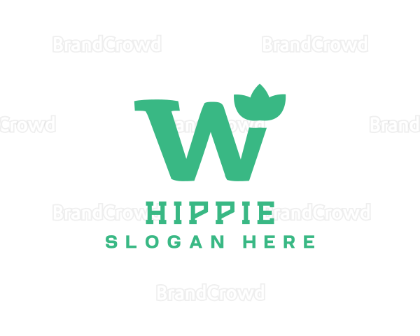 Floral Green Letter W Logo